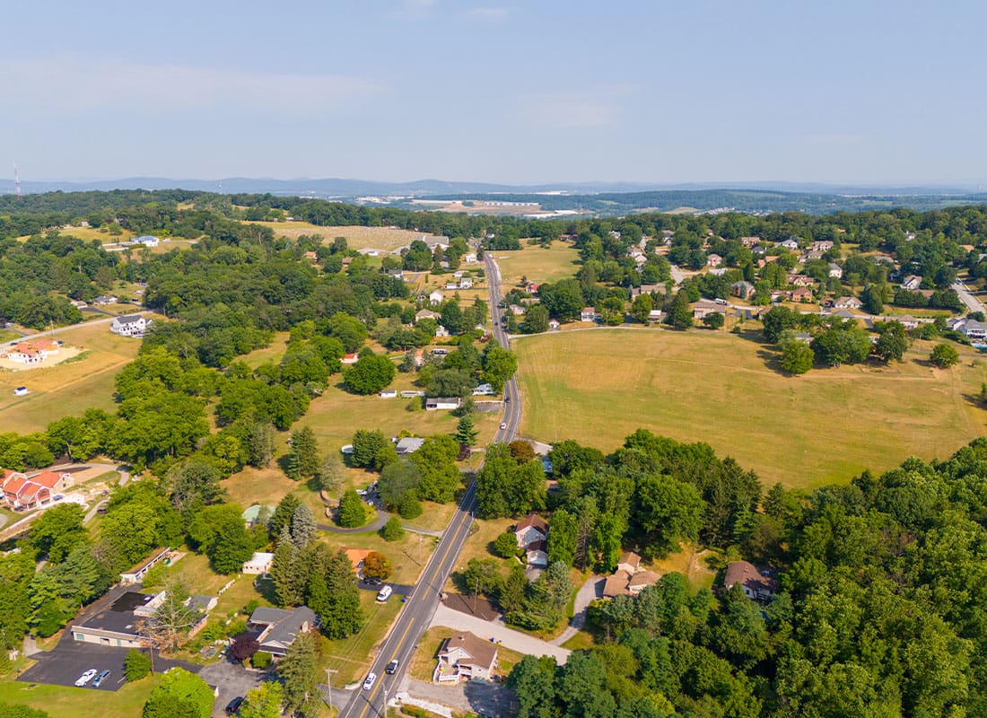 York, PA - Aerial Photo Rural Homes in York, Pennsylvania